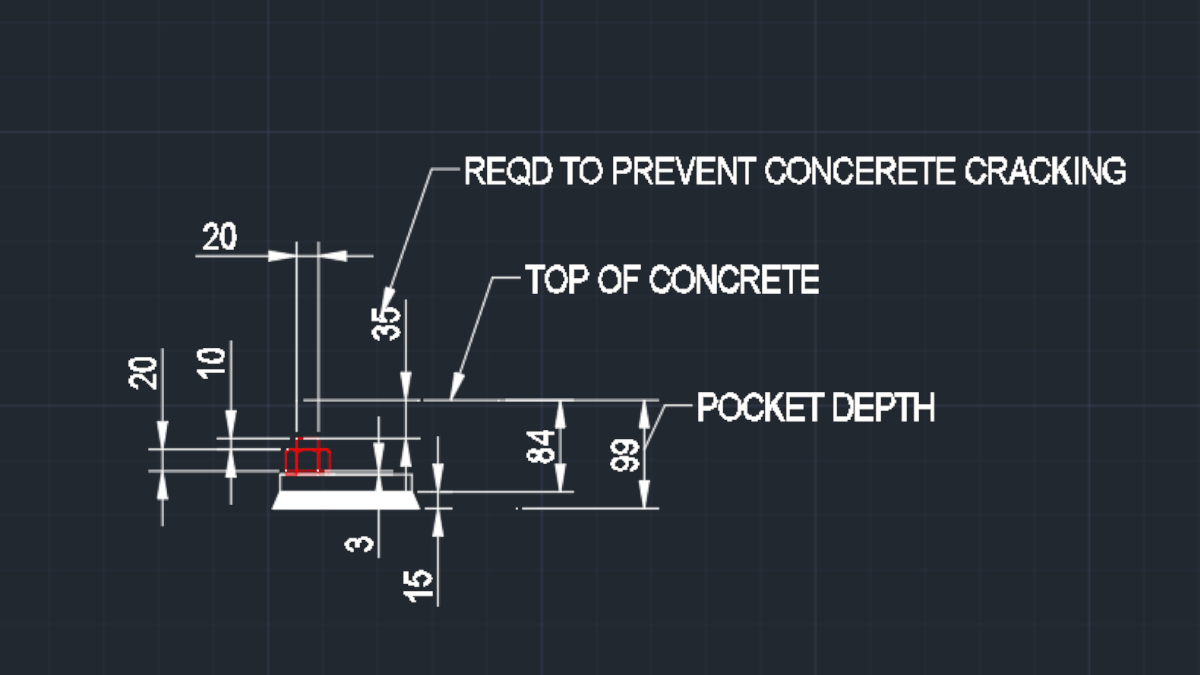 Minimum Pocket Depth for Coloumns