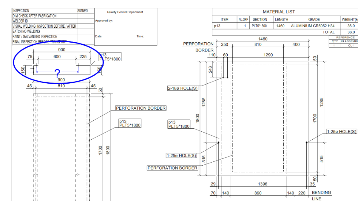 Metal Works Check Dimension