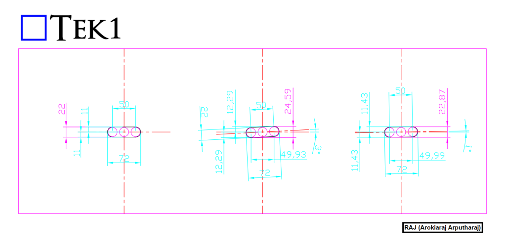Please see the attached snapshot. When comparing the overall height of the standard horizontal slot with the slot rotated by 1°, there is only a 1 mm difference. Therefore, we can increase the standard horizontal slot diameter by 1 mm so that the same slot size can be used for both situations. This will allow us to assign a single part mark to all identical plates, simplifying both the detailing and fabrication processes.